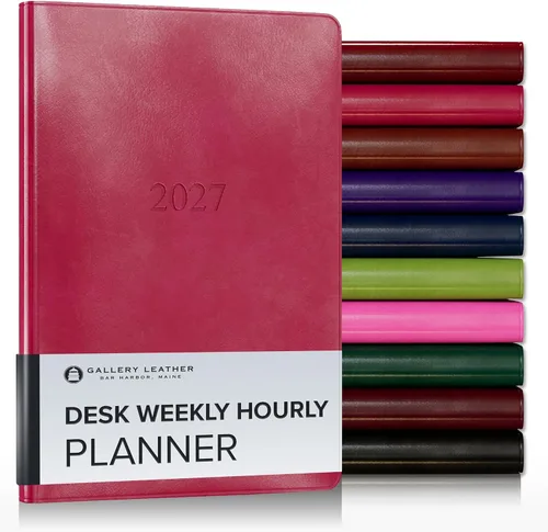Miniatura 84 de Gallery Leather Agenda semanal y mensual grande 2025-2026, agenda y cuaderno con elegantes bordes de página dorados dorados, 12 meses, cactus Cactus
