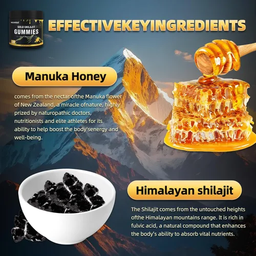 Miniatura 3 de Shilajit - Gomitas para mujer, palitos de miel Shilajit, gomitas Shilajit, ácido fúlvico y más de 85 minerales traza I para hombres, mujeres I sin