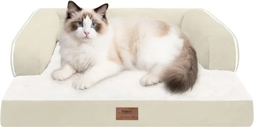 Miniatura 62 de Cama ortopédica impermeable para perros pequeños, cama para perros de tamaño mediano, cómoda cama para mascotas y gatos con lados, funda extraíble