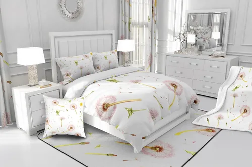 Miniatura 6 de Manfei Sábana bajera ajustable de diente de león rosa, tamaño individual, funda de cama de flores en acuarela con 1 funda de almohada, juego de ropa