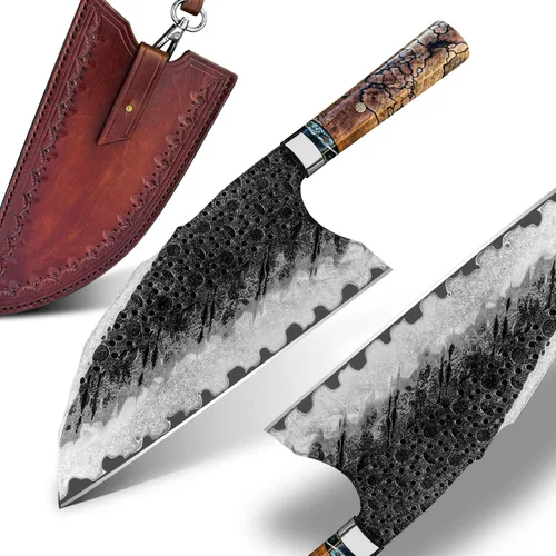 Cuchillo de cocina chino de acero Skd11 forjado, cortador de mano profesional de 8.5 pulgadas, picador afilado de alta dureza, para carne y verduras