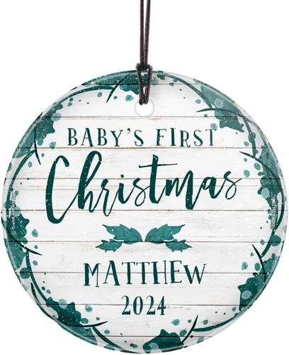 Miniatura 16 de Baby's First Christmas 2025 - Impresión de cristal colgante – Personalizar con año y foto – Diseño minimalista – Impresiones Starfire de 3.5