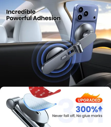 Miniatura 3 de VICSEED Soporte para teléfono Tesla. Potencia magnética más fuerte: soporte plegable oculto para teléfono Tesla compatible con todos los teléfonos