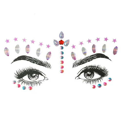 Miniatura 5 de Adhesivos de gemas para la cara de sirena con purpurina, diamantes de imitación para festival, joyas, cristales para la cara, ojos y cuerpo, 6