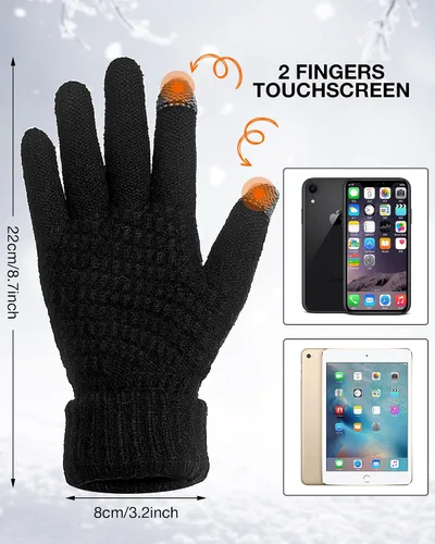 Miniatura 3 de Juego de 4 gorros de invierno para mujer, gorro de punto, guantes para pantalla táctil