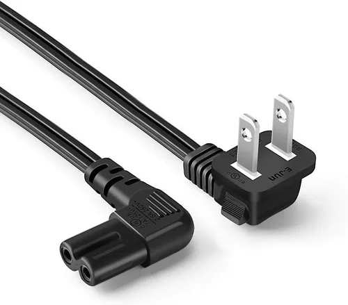Miniatura 8 de CableCreation Cable de alimentación angular no polarizado de 2 ranuras en ángulo de 18 AWG (IEC320 C7 a Nema 1-15P), 3.0 ft / negro