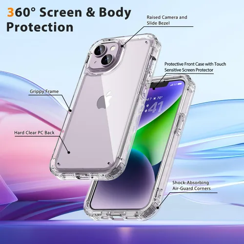 Miniatura 2 de Lifedance - Funda diseñada para iPhone 14/iPhone 13, funda protectora resistente de cuerpo completo con protector de pantalla incorporado