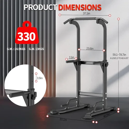 Miniatura 5 de Z ZHICHI Pull Up Dip Station For Home Gym Strength Training Fitness Workout Station Chin-Ups Push-Ups Pull-Ups Dip-Ups 330LBS T055CDC