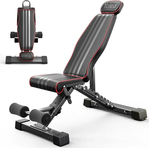 YOLEO Adjustable Weight Bench for Home Gym, ASTM-Certified 827LBS, 98% Pre-Assembled, Foldable Gym Bench with 84 Positions Incline Decline Flat,