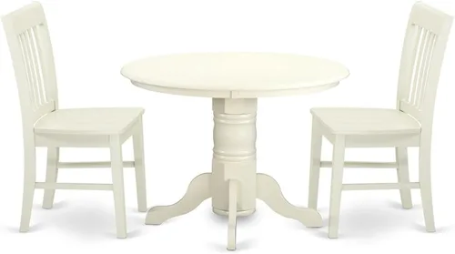 Miniatura 8 de East West Furniture SHNO5-BLK-W - Juego de comedor de 5 piezas que incluye una mesa de comedor redonda con pedestal y 4 sillas de asiento de madera