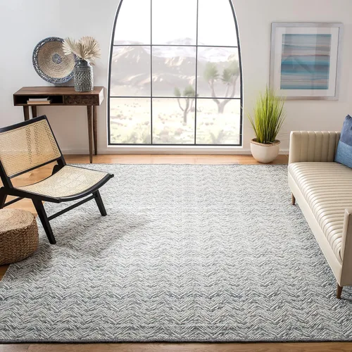 SAFAVIEH Area Rug 8x10 - Kilim Collection - Large - Grey, Handmade Flat Weave Wool, Ideal for Living Room, Bedroom, Office, Dining Space (KLM401F)