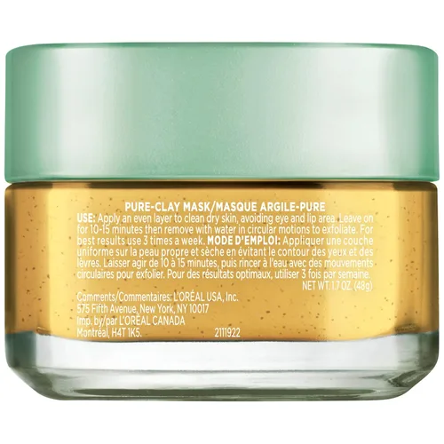 Miniatura 8 de L'Oreal Paris Skincare - Mascarilla de arcilla pura con limón Yuzu para piel áspera para aclarar y suavizar, máscara de arcilla, máscara facial