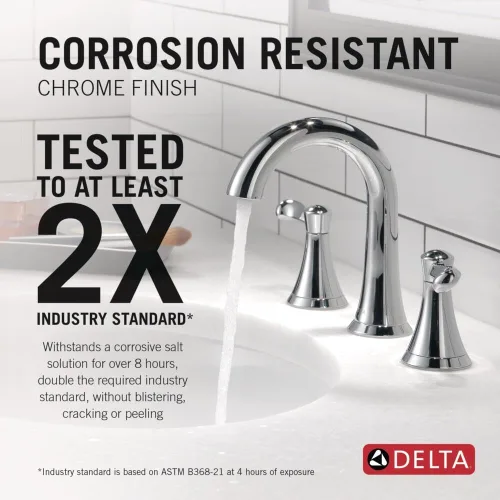 Miniatura 2 de Delta Faucet Esato - Grifo de baño generalizado cromado, grifo de baño de 3 agujeros, grifo de lavabo de baño, montaje de drenaje incluido, cromado
