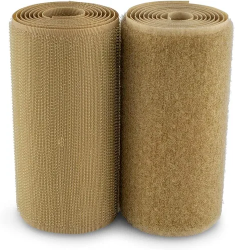 Cinta de velcro para coser de 4 pulgadas de ancho, color beige, no adhesiva, 1 yarda de longitud, cinta de nailon beige, juego de sujetadores de