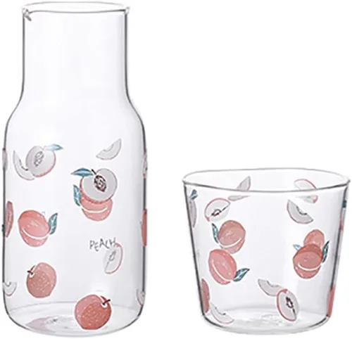 Miniatura 12 de Juego de jarras de agua de noche de cristal transparente, jarra y taza de noche