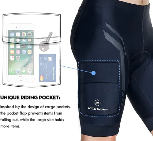 Miniatura 11 de NICEWIN - Pantalones cortos de ciclismo para hombre, con acolchado 3D y secado rápido