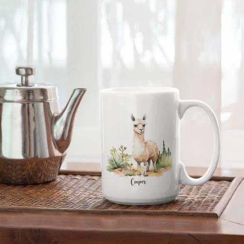 Miniatura 5 de Taza de café personalizada con loro en un bosque tropical, tazas personalizadas de animales, taza con nombre personalizado para cumpleaños