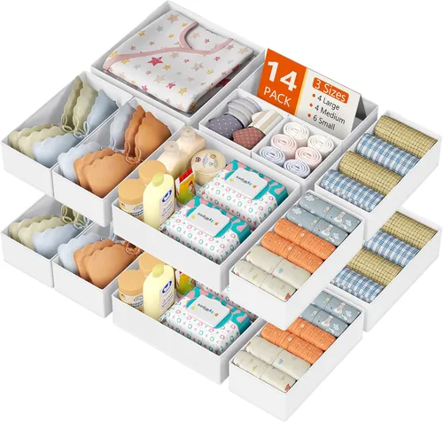 Miniatura 17 de DIMJ Organizador de cajones para ropa, paquete de 6 unidades, organizadores plegables para bebé, organizador de almacenamiento y cómoda