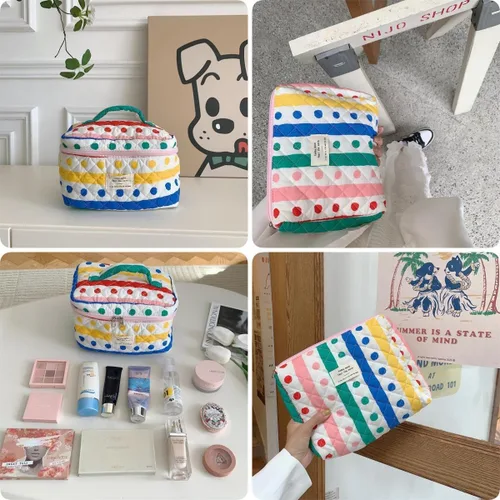 Miniatura 3 de Bolsa de Maquillaje Fcteap para Viaje, Esenciales de Viaje, Bolsa de Cosméticos Acolchada, Organizador de Artículos de Aseo, Inserción