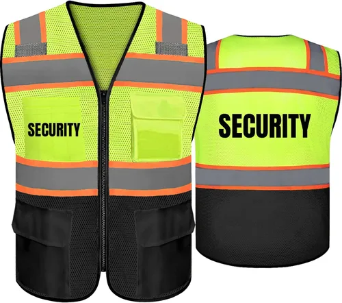 BeautyWill Chalecos de seguridad con logotipo personalizado, chaleco reflectante clase 2 ANSI con bolsillos cremallera alta visibilidad construcción
