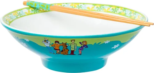 Miniatura 12 de Silver Buffalo Five Nights at Freddy's Freddy Fazbear - Cuenco de cerámica para fideos ramen y arroz con diseño de caja de pizza, con palillos
