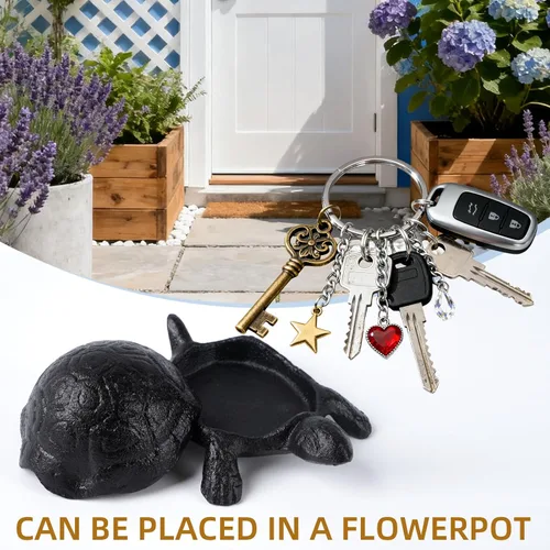 Miniatura 7 de Llavero de tortuga de hierro fundido, decorativo para interiores y exteriores, para jardín, patio, joyas, baratijas, cajas fuertes de desviación