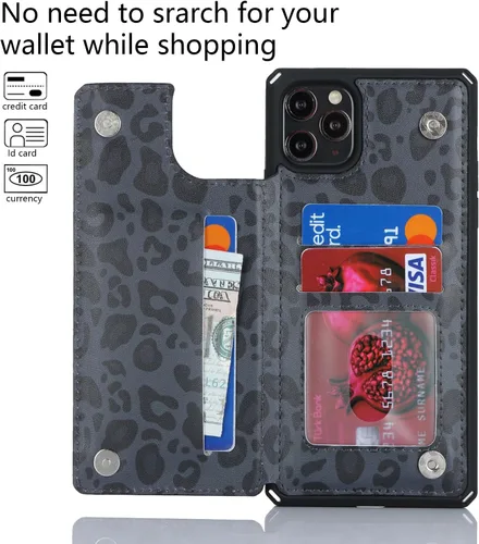 Miniatura 3 de Cavor Fundas tipo cartera con tarjetero para iPhone 11 Pro Max, funda para iPhone 11 Pro Max para mujeres y hombres, funda de teléfono con soporte