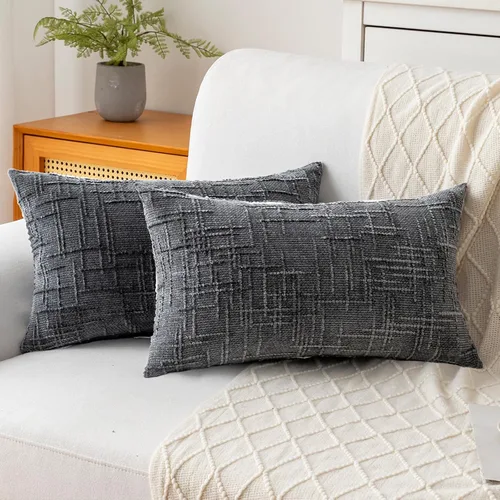 Miniatura 8 de Fundas de almohada decorativas de 18 x 18 pulgadas, juego de 4, suaves, sólidas, de estilo granja, fundas de almohada de chenilla para sofá, fundas