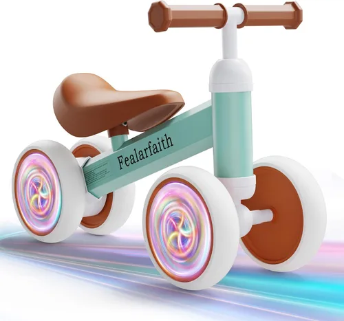 Bicicleta de equilibrio para bebés de 1 año, niños y niñas, primera bicicleta para niños con 4 ruedas de iluminación colorida | Bicicleta de