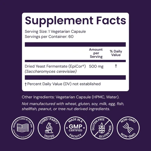 Miniatura 4 de Healthy Origins EpiCor 500 mg, 60 cápsulas vegetales – Con fermentado de levadura seca clínicamente estudiado – Apoya la función inmunológica