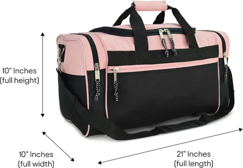Miniatura 7 de DALIX - Bolsa deportiva para gimnasio y viajar de 19pulgadas, color negro, rojo, rosa, morado, azul marino, gris y azul, Rosado), DF-019-Pink