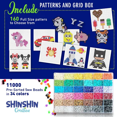 Miniatura 6 de Kit XL de cuentas de fusible, cuentas de fusión para manualidades infantiles Kit de planchado para niños - Cuentas de fusible, compatibles