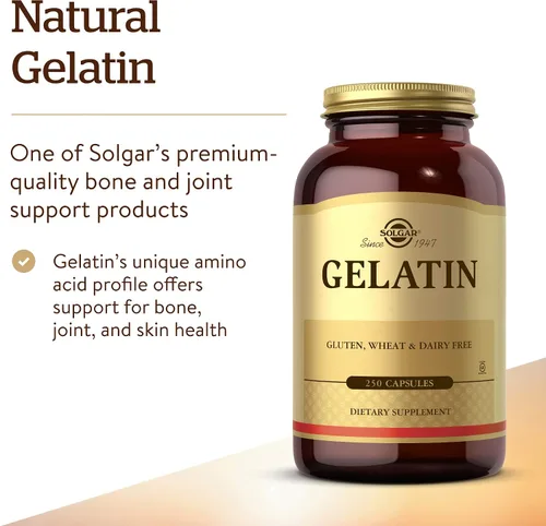 Miniatura 3 de Solgar Gelatina 1680 mg, 250 cápsulas – Gelatina natural – Apoya la salud de los huesos, las articulaciones y la piel – Sin gluten, sin lácteos – 83