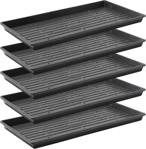 Bootstrap Farmer - Bandejas Microgreen 1020, paquete de 5 bandejas de semillas extra resistentes y poco profundas con orificios - Cultivo de