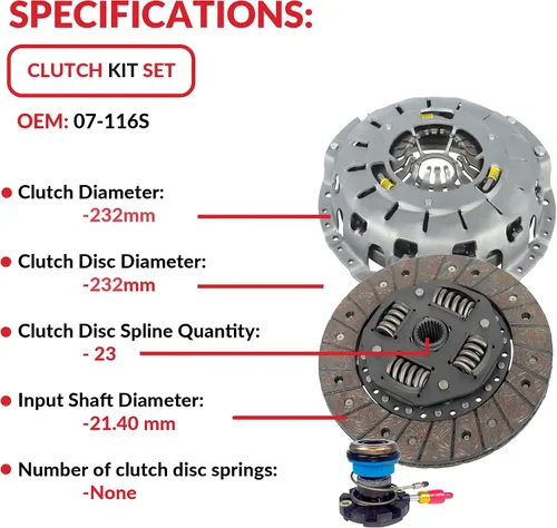 Miniatura 4 de Kit de embrague y esclavo compatible con Ranger B2300 B2500 B3000 Bse Xl Xlt Limited Sport Stx Ds 1995-2011 2.3L L4 Gas Dohc 2.5L Gas Sohc L4 3.0L