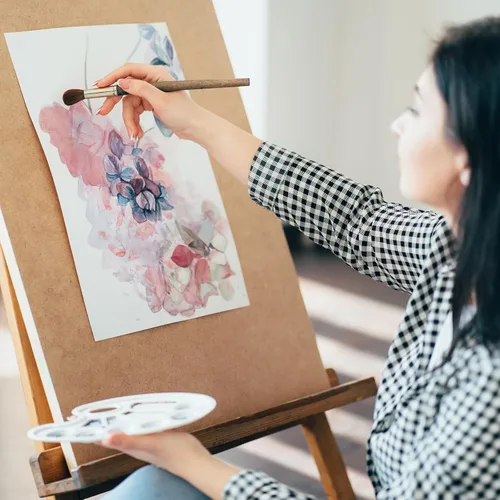 Miniatura 7 de TecUnite 60 hojas de papel de acuarela a granel, almohadilla de color de agua de prensa en caliente para pintar medios húmedos, papel de dibujo
