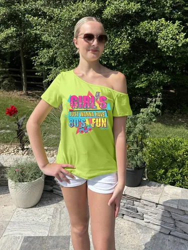 Miniatura 6 de Traje de los años 90 y 80 para mujer, camiseta de discoteca de fiesta temática de los años 80, tops con hombros descubiertos, parte superior vintage