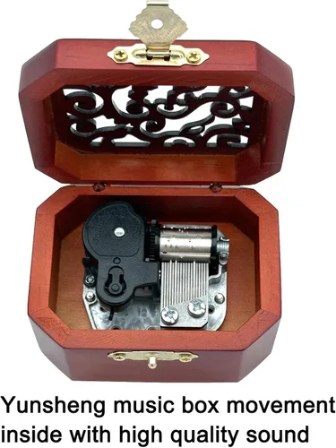 Miniatura 3 de Pursuestar Caja de música de madera tallada antigua, laberinto, como el mundo se cae, mecanismo de cuerda musical, regalos musicales para amante