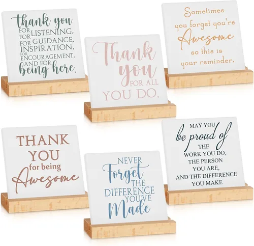Sieral 6 paquetes de regalos de agradecimiento para empleados para mujeres, decoración de escritorio con letrero inspirador de agradecimiento,