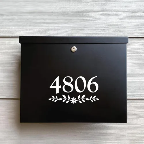 Miniatura 4 de Adhesivos de números de buzón para exterior, flores de estilo rústico, letrero de dirección de número de casa de 3 pulgadas, calcomanía de vinilo