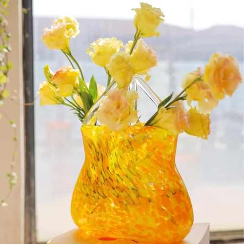Miniatura 4 de Bag Vase, Unique Bag Vase Within Bubbles Handbag Vase Glass Bag Vase, Glass Vase for Home Décor,Living Room,Office,Garden,Wedding,Purple