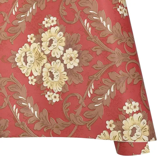 Miniatura 3 de Yifely Papel autoadhesivo para decoración de superficies de muebles florales amarillos, revestimiento de cajón, adhesivo rojo para encimera, 17.7