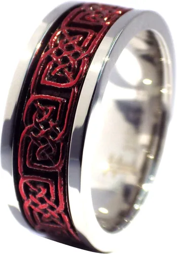 Miniatura 5 de Fantasy Forge Jewelry Anillo giratorio celta rojo para hombre y mujer de acero inoxidable vikingo nórdico antiansiedad tallas 5-17 Metal no precioso