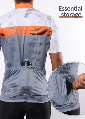 Miniatura 4 de BERGRISAR Camisetas de ciclismo para hombre, manga corta, ropa de ciclismo con bolsillos reflectantes
