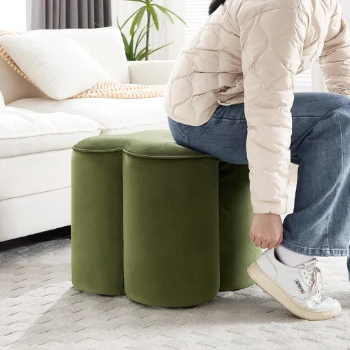 Miniatura 6 de Zesthouse – Otomana con forma de flor, reposapiés de terciopelo para sofá, taburete moderno para sala de estar, bonito taburete cuadrado