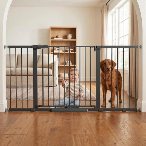 Miniatura 11 de Mumeasy Puerta de bebé extra ancha de 29.7 a 57 pulgadas, puerta grande para perros con cierre automático para puertas, puerta de seguridad