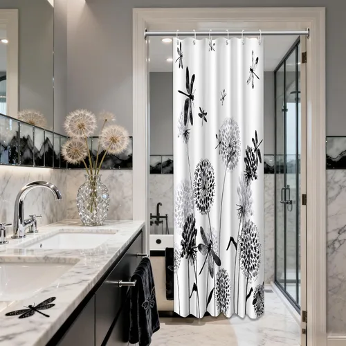 Miniatura 32 de Cortina de ducha floral para primavera y verano, flores silvestres, flores y mariposas, decoración de baño, tela impermeable con ganchos, 70