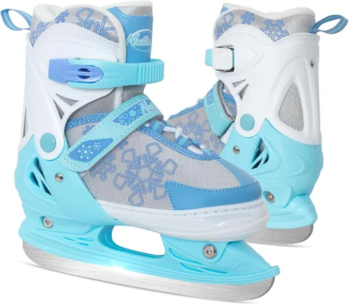 Miniatura 9 de Patines de hielo ajustables Nattork para niños - 4 tallas ajustables con cordones, patines de hockey con forro de felpa cálido, soporte de tobillo