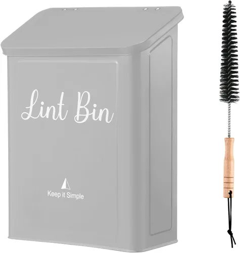 Miniatura 8 de SUBEKYU Contenedor Magnético de Pelusa para Cuarto de Lavandería, Caja de Pelusa de Metal Montada en Pared, Bote de Basura con Tapa para Secadora