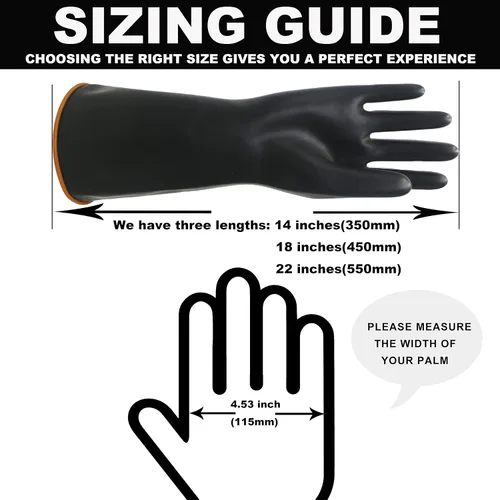 Miniatura 3 de Guantes de látex resistentes, 14, 18, 22 pulgadas, guantes de goma industriales impermeables para trabajo, color negro, talla XL